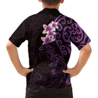 New Zealand Tuatara Plumeria Family Matching Summer Maxi Dress and Hawaiian Shirt Maori Purple Koru Tribal Tattoo LT01 - Polynesian Pride