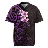 New Zealand Tuatara Plumeria Rugby Jersey Maori Purple Koru Tribal Tattoo LT01 Purple - Polynesian Pride