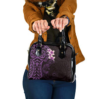 New Zealand Tuatara Plumeria Shoulder Handbag Maori Purple Koru Tribal Tattoo LT01 One Size Purple - Polynesian Pride