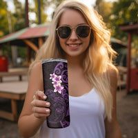 New Zealand Tuatara Plumeria Skinny Tumbler Maori Purple Koru Tribal Tattoo LT01 - Polynesian Pride