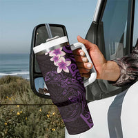 New Zealand Tuatara Plumeria Tumbler With Handle Maori Purple Koru Tribal Tattoo LT01 - Polynesian Pride