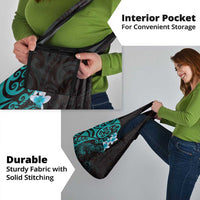 New Zealand Tuatara Plumeria Grocery Bag Maori Teal Koru Tribal Tattoo LT01 - Polynesian Pride