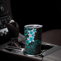 New Zealand Tuatara Plumeria Tumbler Cup Maori Teal Koru Tribal Tattoo LT01 - Polynesian Pride