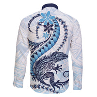 Blue Maori Tuatara Family Matching Tank Maxi Dress and Hawaiian Shirt Luxury Pastel Pattern