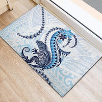 Blue Maori Tuatara Rubber Doormat Luxury Pastel Pattern