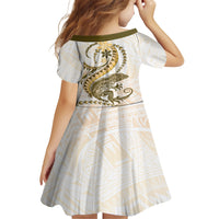 Gold Maori Tuatara Family Matching Summer Maxi Dress and Hawaiian Shirt Luxury Pastel Pattern LT01 - Polynesian Pride