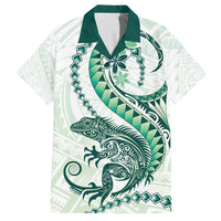 Green Maori Tuatara Family Matching Tank Maxi Dress and Hawaiian Shirt Luxury Pastel Pattern