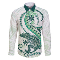 Green Maori Tuatara Family Matching Tank Maxi Dress and Hawaiian Shirt Luxury Pastel Pattern