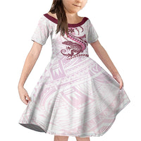 Pink Maori Tuatara Family Matching Mermaid Dress and Hawaiian Shirt Luxury Pastel Pattern