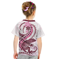 Pink Maori Tuatara Kid T Shirt Luxury Pastel Pattern