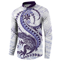 Purple Maori Tuatara Button Sweatshirt Luxury Pastel Pattern