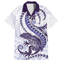 Purple Maori Tuatara Family Matching Off The Shoulder Long Sleeve Dress and Hawaiian Shirt Luxury Pastel Pattern LT01 Dad's Shirt - Short Sleeve Purple - Polynesian Pride
