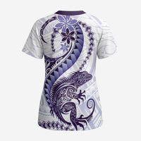Purple Maori Tuatara Scrub Top Luxury Pastel Pattern - Polynesian Pride
