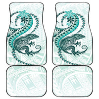 Teal Maori Tuatara Car Mats Luxury Pastel Pattern