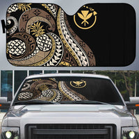 Hawaii Pineapple Brown Tribal Pattern Auto Sun Shade LT01 Brown - Polynesian Pride