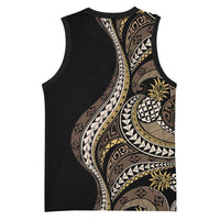 Hawaii Pineapple Brown Tribal Pattern Basketball Jersey - Polynesian Pride