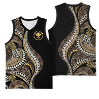 Hawaii Pineapple Brown Tribal Pattern Basketball Jersey - Polynesian Pride