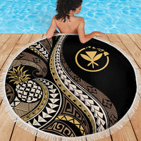 Hawaii Pineapple Brown Tribal Pattern Beach Blanket LT01 - Polynesian Pride