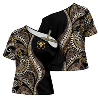 Hawaii Pineapple Brown Tribal Pattern Cross Shoulder Shirt - Polynesian Pride