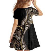 Hawaii Pineapple Brown Tribal Pattern Family Matching Short Sleeve Bodycon Dress and Hawaiian Shirt - Polynesian Pride