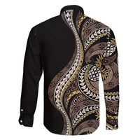 Hawaii Pineapple Brown Tribal Pattern Family Matching Short Sleeve Bodycon Dress and Hawaiian Shirt - Polynesian Pride