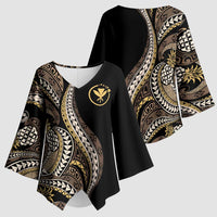 Hawaii Pineapple Brown Tribal Pattern Kimono Sleeve Blouse LT01 - Polynesian Pride