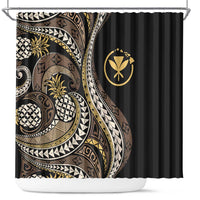 Hawaii Pineapple Brown Tribal Pattern Shower Curtain LT01 Brown - Polynesian Pride