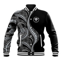 Hawaii Pineapple Gray Scale Tribal Pattern Baseball Jacket - Polynesian Pride