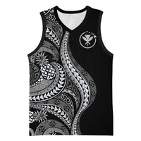 Hawaii Pineapple Gray Scale Tribal Pattern Basketball Jersey - Polynesian Pride
