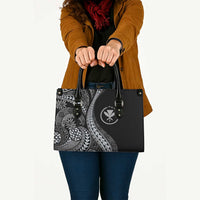 Hawaii Pineapple Gray Scale Tribal Pattern Leather Bag - Polynesian Pride