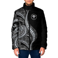 Hawaii Pineapple Gray Scale Tribal Pattern Padded Jacket - Polynesian Pride