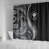 Hawaii Pineapple Gray Scale Tribal Pattern Shower Curtain LT01 - Polynesian Pride