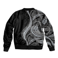 Hawaii Pineapple Gray Scale Tribal Pattern Sleeve Zip Bomber Jacket LT01 - Polynesian Pride