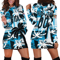 Custom Fijian Rugby Hoodie Dress Grunge Palm Stylized LT01 - Polynesian Pride