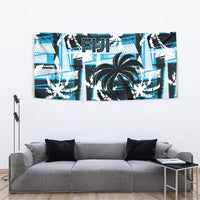 Fijian Rugby Tapestry Grunge Palm Stylized LT01 - Polynesian Pride