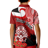 New Zealand ANZAC Waitangi Day Kid Polo Shirt Lest We Forget Soldier Tiki Maori Style LT03 - Polynesian Pride