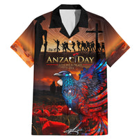 New Zealand Tui Bird Soldier ANZAC Family Matching Mermaid Dress and Hawaiian Shirt Lest We Forget LT03 Dad's Shirt - Short Sleeve Black - Polynesian Pride