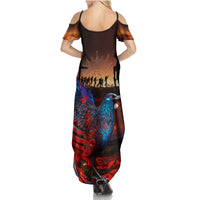 New Zealand Tui Bird Soldier ANZAC Family Matching Summer Maxi Dress and Hawaiian Shirt Lest We Forget LT03 - Polynesian Pride