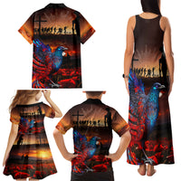 New Zealand Tui Bird Soldier ANZAC Family Matching Tank Maxi Dress and Hawaiian Shirt Lest We Forget LT03 - Polynesian Pride