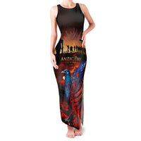 New Zealand Tui Bird Soldier ANZAC Family Matching Tank Maxi Dress and Hawaiian Shirt Lest We Forget LT03 Mom's Dress Black - Polynesian Pride