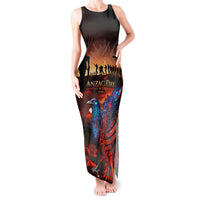 New Zealand Tui Bird Soldier ANZAC Tank Maxi Dress Lest We Forget LT03 Women Black - Polynesian Pride