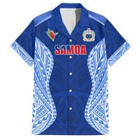 Custom Manu Samoa Rugby Hawaiian Shirt Polynesian Tattoo LT03 Blue - Polynesian Pride