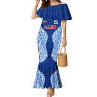 Custom Manu Samoa Rugby Mermaid Dress Polynesian Tattoo LT03 Women Blue - Polynesian Pride