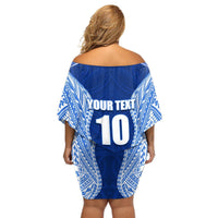 Custom Manu Samoa Rugby Off Shoulder Short Dress Polynesian Tattoo LT03 - Polynesian Pride
