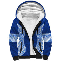 Custom Manu Samoa Rugby Sherpa Hoodie Polynesian Tattoo LT03 Unisex Blue - Polynesian Pride