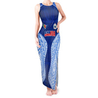 Custom Manu Samoa Rugby Tank Maxi Dress Polynesian Tattoo LT03 Women Blue - Polynesian Pride