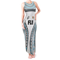 Custom Flying Fijians Rugby Tank Maxi Dress Tapa Tribal Cloth LT03 Women White - Polynesian Pride
