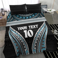 Custom Flying Fijians Rugby Bedding Set Tapa Tribal Cloth Black Color LT03 - Polynesian Pride