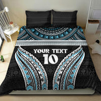 Custom Flying Fijians Rugby Bedding Set Tapa Tribal Cloth Black Color LT03 - Polynesian Pride