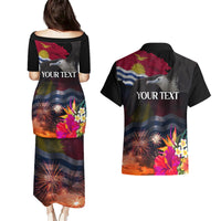 Personalised Kiribati Independence Day Couples Matching Puletasi and Hawaiian Shirt Frigatebird and Plumeria Hibiscus Flower LT03 - Polynesian Pride